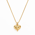 Women's Vintage Engraved Filigree Puffed Heart Pendant Necklace – Stainless Steel Jewelry
