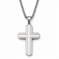 Men's Carbon Fiber Waffle Grid Cross Pendant Necklace – Stainless Steel Jewelry