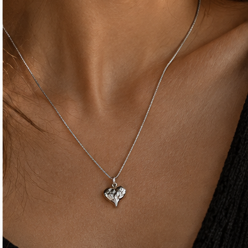 Women's Vintage Engraved Filigree Puffed Heart Pendant Necklace – Stainless Steel Jewelry