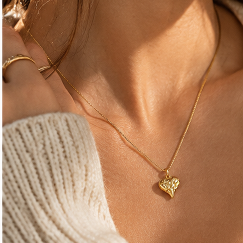 Women's Vintage Engraved Filigree Puffed Heart Pendant Necklace – Stainless Steel Jewelry