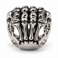 Men's vintage skeleton hand ring in antique finish stainless steel
