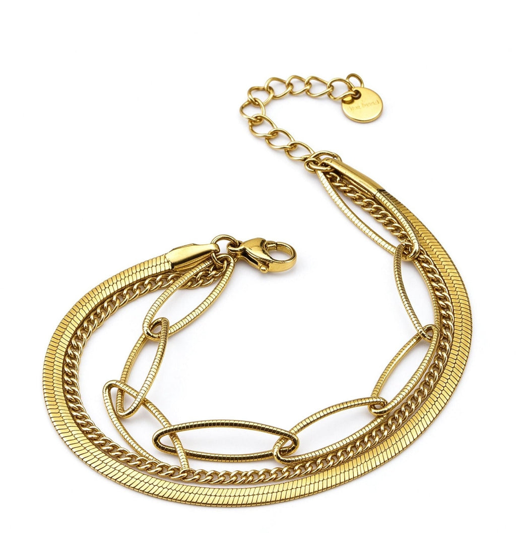 Women's Triple Layer Chain Bracelet – 18K Gold Plated Stainless Steel