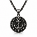 Men's Vintage Nautical Medallion Pendant Necklace – Stainless Steel Jewelry