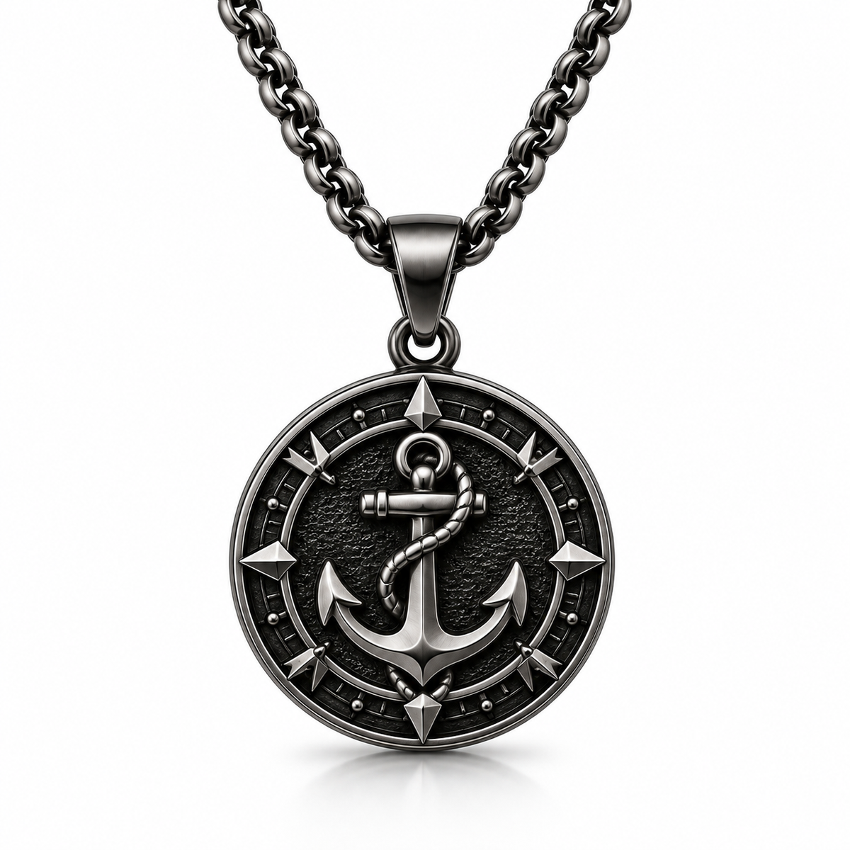 Men's Vintage Nautical Medallion Pendant Necklace – Stainless Steel Jewelry