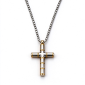 Men's Cylindrical Segmented Ring Cross Pendant Necklace – Stainless Steel Jewelry