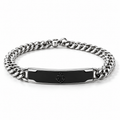 Men's Cuban Curb Chain Black Enamel Anchor ID Bar Bracelet – Stainless Steel Jewelry