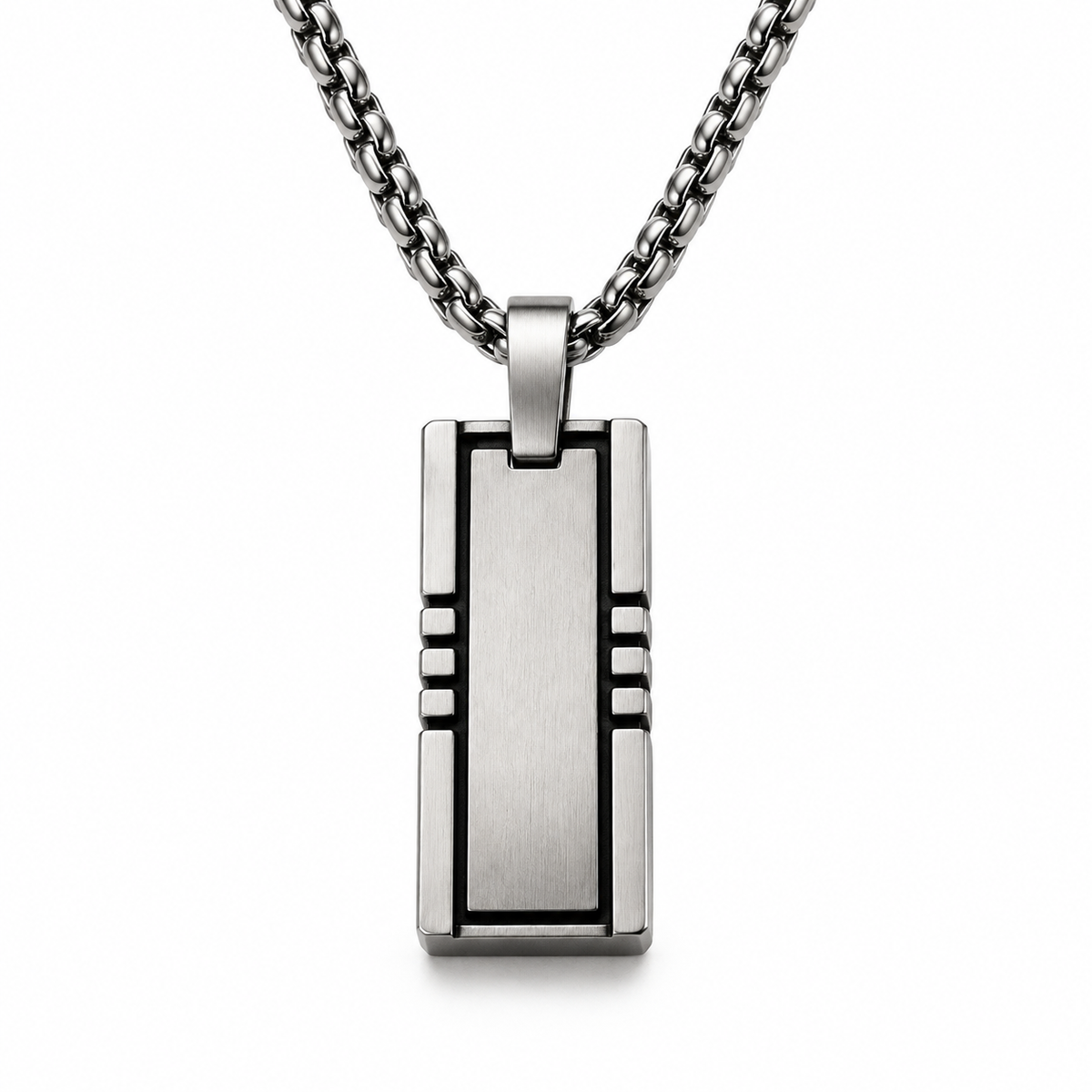 Men's Industrial Tactical Grooved Cross & Bar Tag Pendant Necklace – Stainless Steel Jewelry