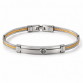 Men's two-tone gold and silver twisted cable nautical anchor ID bangle bracelet

