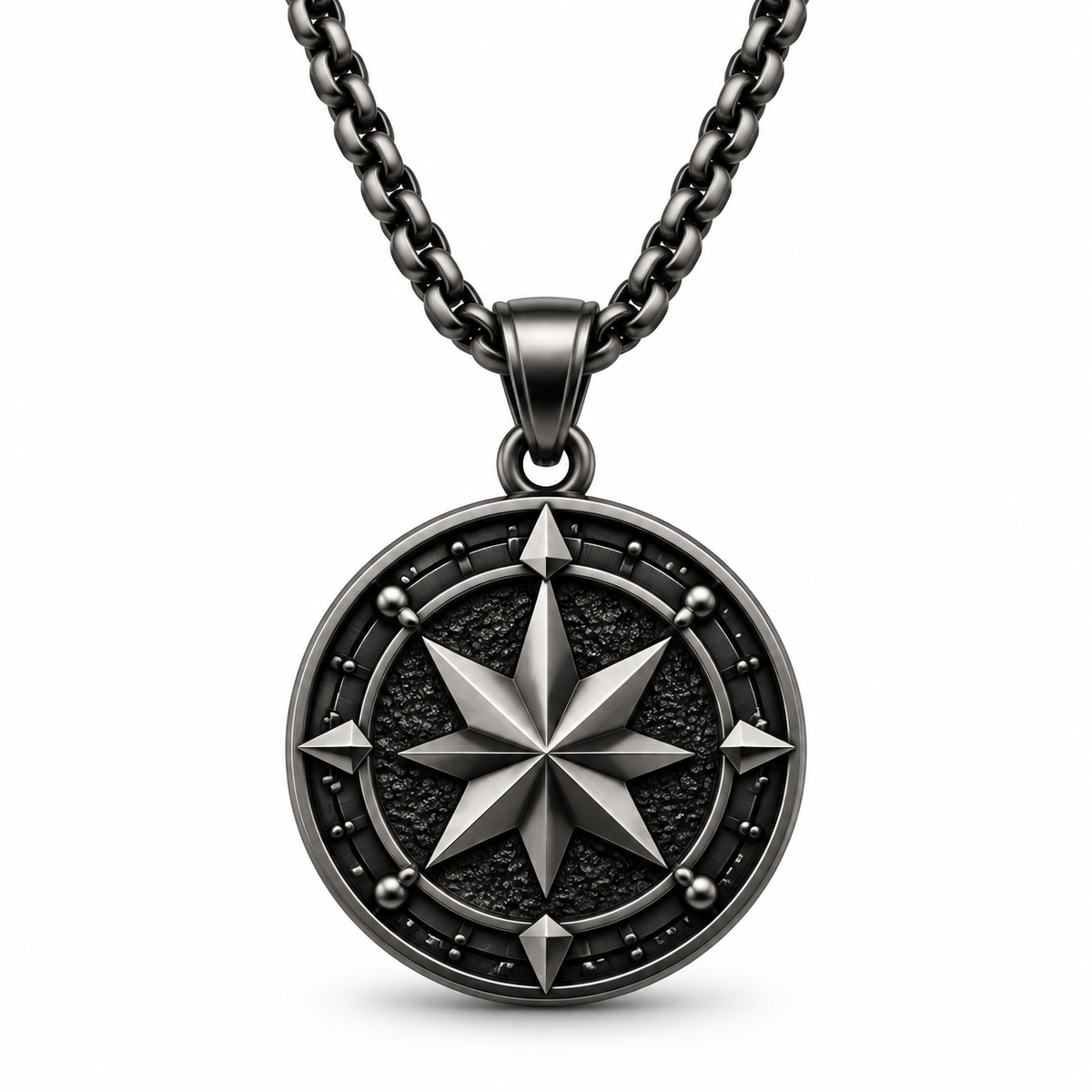 Men's Vintage Nautical Medallion Pendant Necklace – Stainless Steel Jewelry