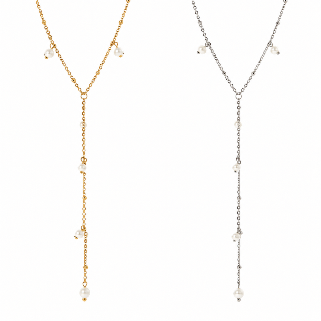 Women's Dainty Pearl Station Lariat Y-Necklace
