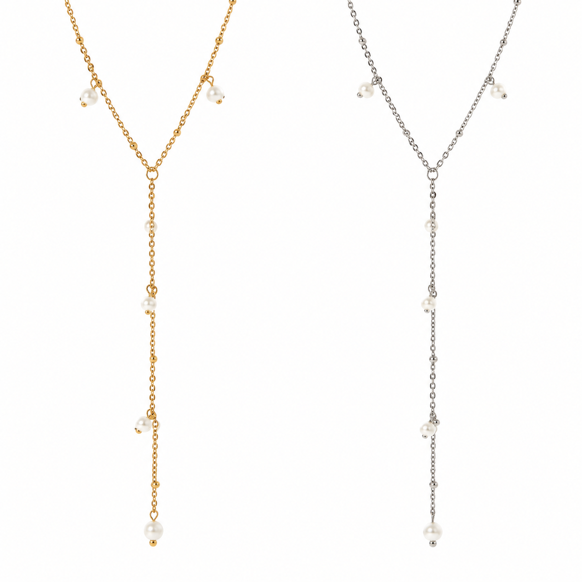 Women's Dainty Pearl Station Lariat Y-Necklace