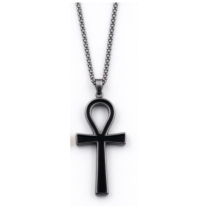 Men's Egyptian Ankh Key of Life Cross Pendant Necklace – Stainless Steel Jewelry
