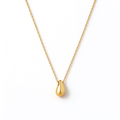 Women's minimalist polished teardrop pendant necklace in 18k gold plated stainless steel
