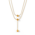 Women's double layer geometric cube lariat y-necklace in 18k gold plated stainless steel
