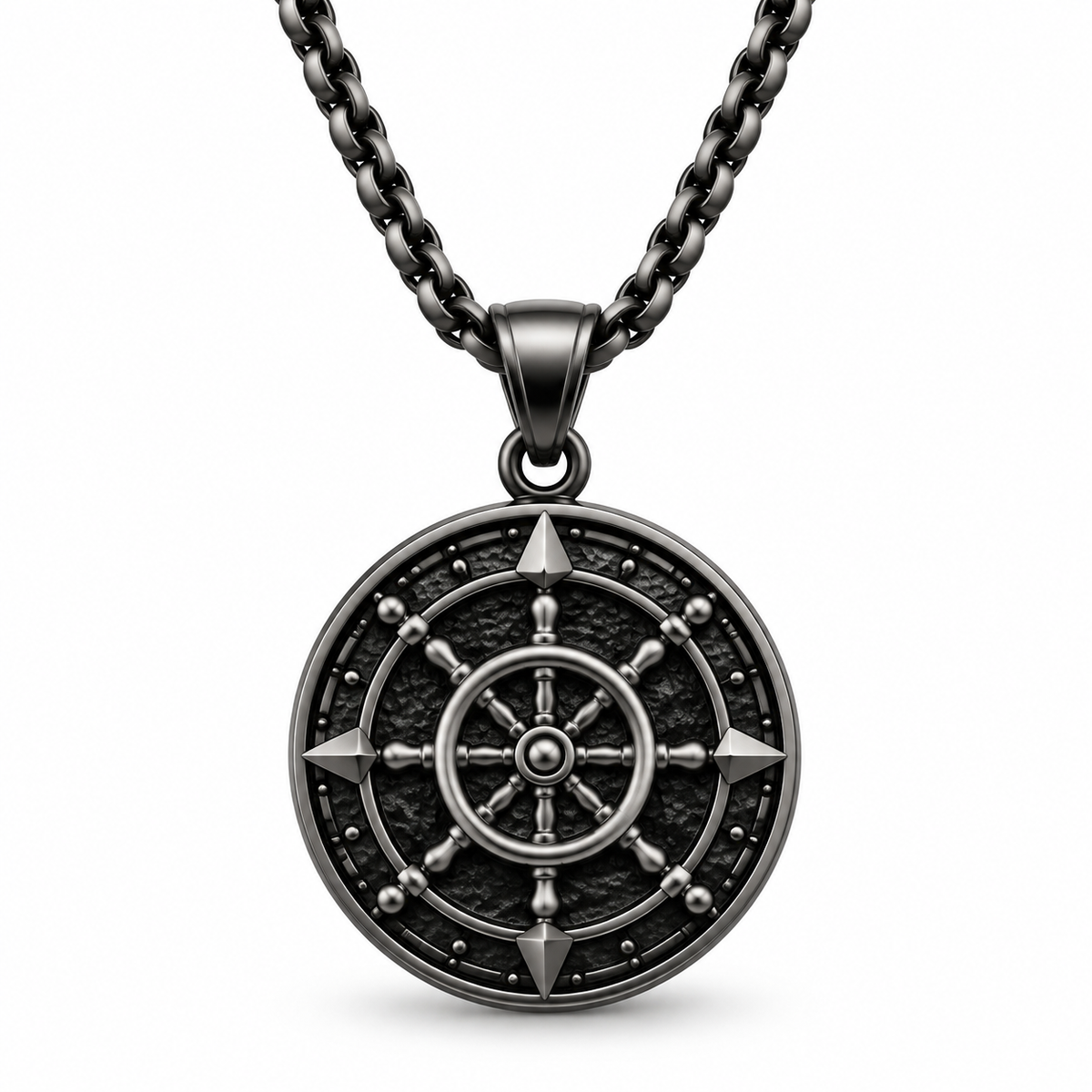 Men's Vintage Nautical Medallion Pendant Necklace – Stainless Steel Jewelry