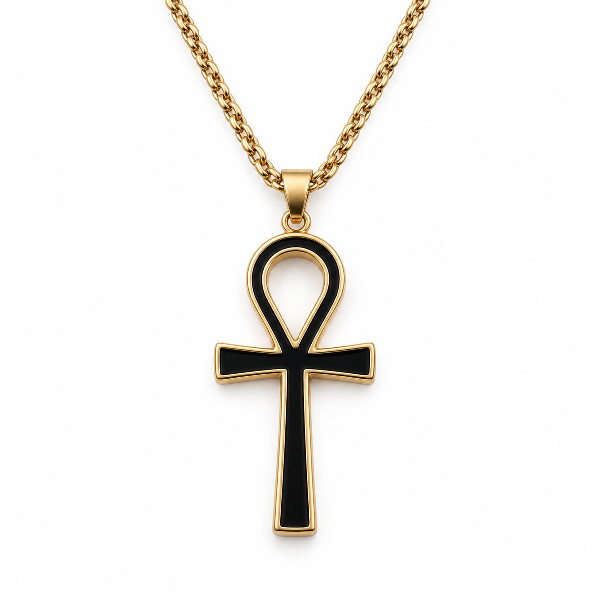 Men's Egyptian Ankh Key of Life Cross Pendant Necklace – Stainless Steel Jewelry