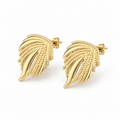 Women's Textured Beaded Palm Leaf Stud Earrings