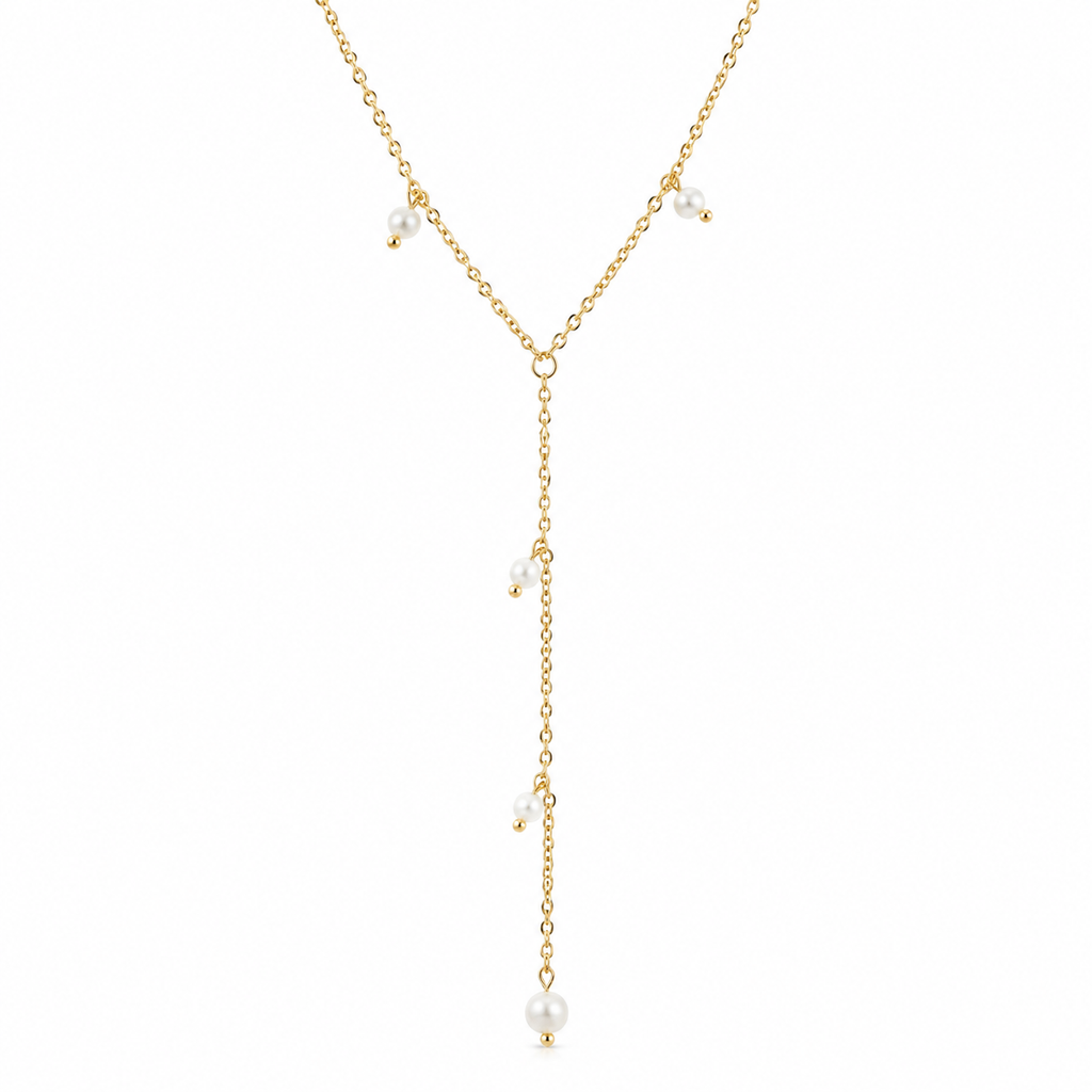 Women's Dainty Pearl Station Lariat Y-Necklace